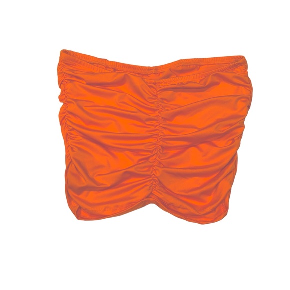 LIVE IN THE MOMENT Tube Top Ruched Sexy Cute Stretchy Neon Orange NWT Large - Picture 2 of 4